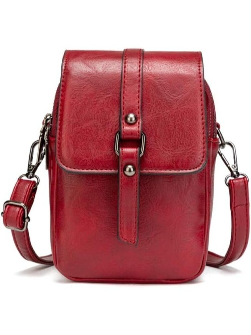 Women's Red Vintage Cross Body Phone Bag Small Messenger Shoulder Handbag